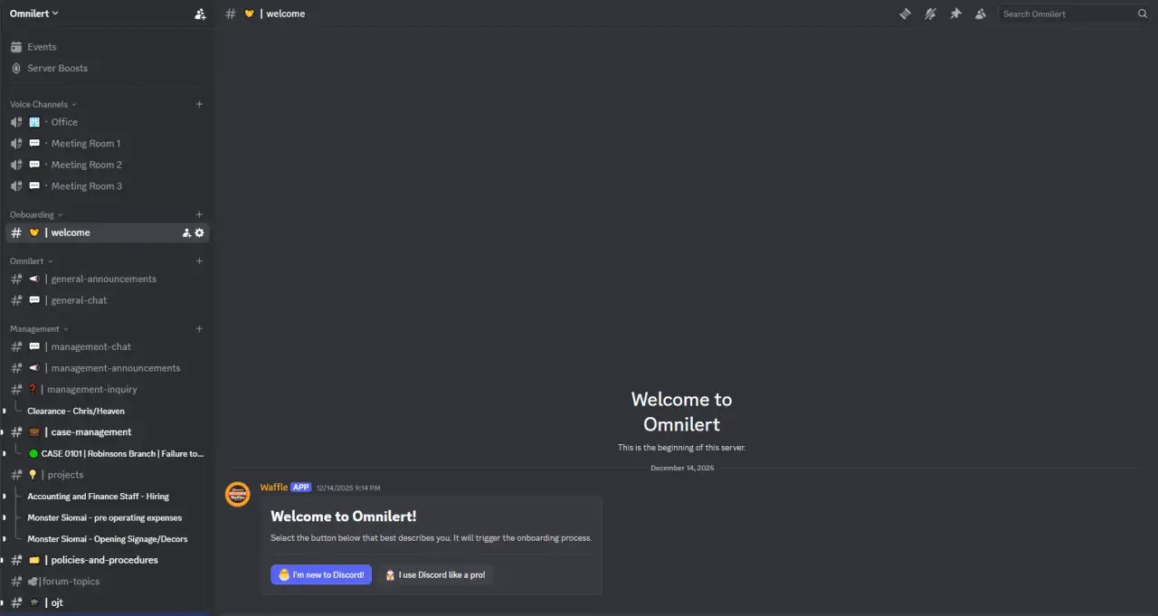 Omnilert Discord Bot and Server screenshot