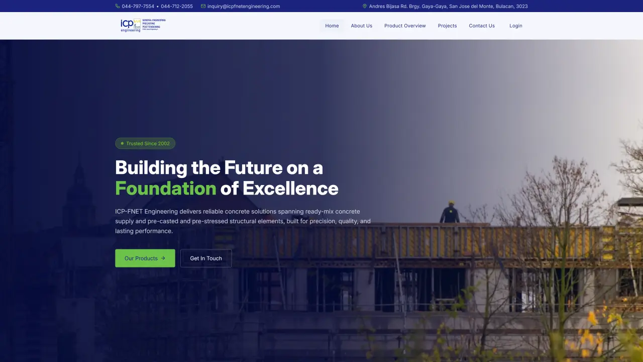 ICP-FNET Engineering Website screenshot